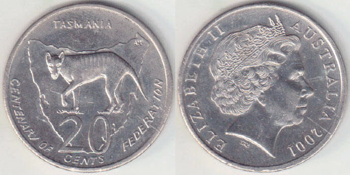 2001 Australia 20 Cents (Tasmania) A001398